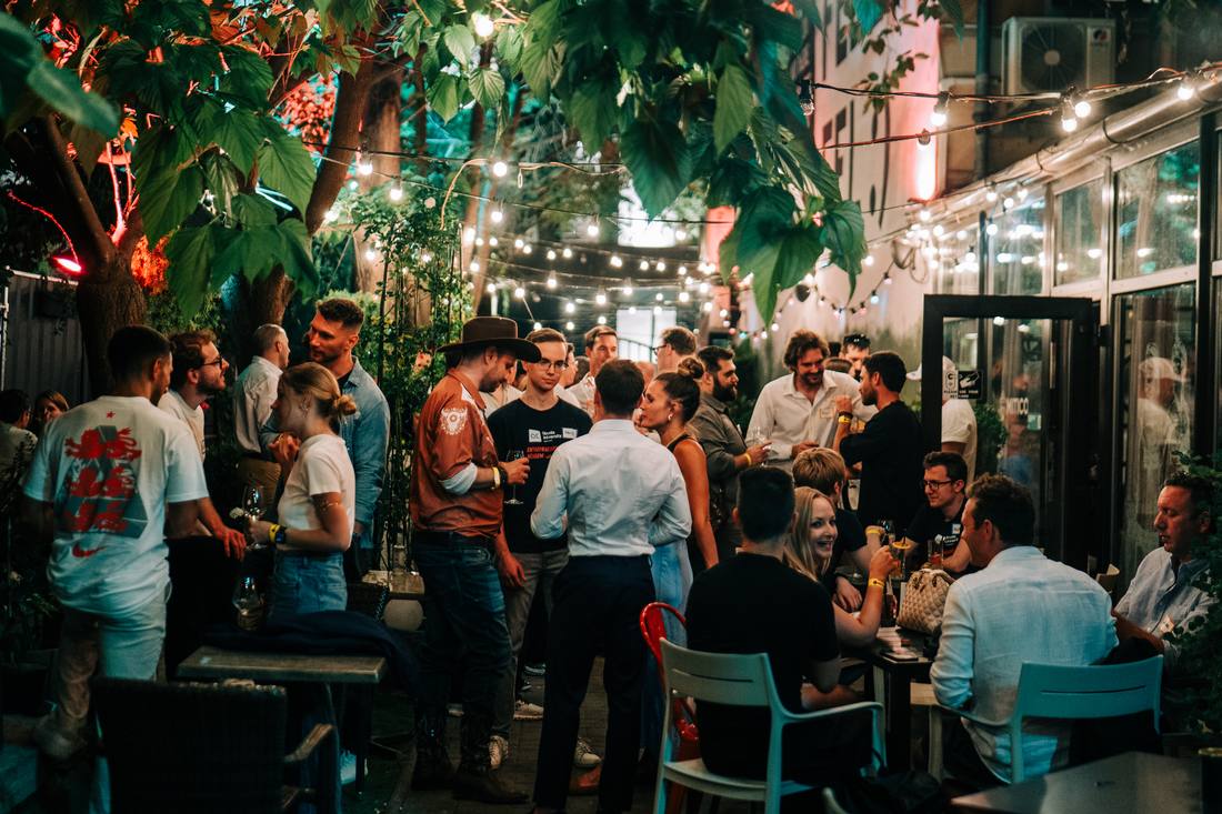 The terrace at BudapestConnect, full of founders and investors